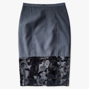 🇨🇦 Pink Tartan Black Wool Pencil Skirt With Fur — US Size 2